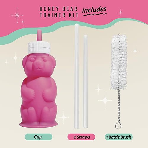 Legendairy Milk Honey Bear Straw Cup Silicone for Babies (Green), 8 oz. Dishwasher Safe, Food Grade Silicone, Honeybear Sippy Cup for Ages 4+ Months