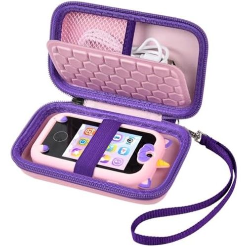 ALKOO Kids Toy Smartphone Case Compatible with Kikapabi/for Joozfee/for dancingcow/for Prysyedawn, Learning Toys Holder for Toddler Play Cell Phone, SD Card, Lanyard and Cable Accessories- Pink