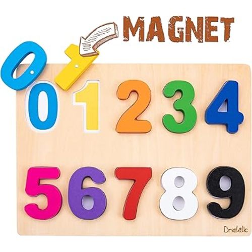 Magnetic Wooden Educational Number Puzzle - Learn Numbers & Color Recognition Toy – Toddler Preschool Game – Kids Montessori Education