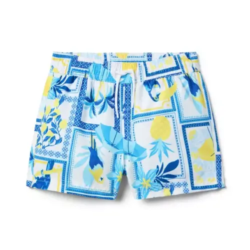 Boy White Paradise Grove Paradise Grove Swim Trunk by Janie and Jack