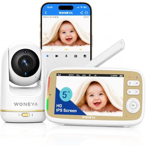 Smart Baby Monitor, 5" HD IPS Screen, 1500ft Long Range, 48 Hours Battery, White Noises & Lullabies, 2K HD Camera, Customizable Safe Zones, Motion Detection, VOX, Free Secure Phone App