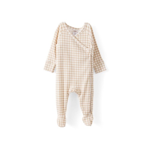 Organic Pointelle Cross Over Zip All In One, 3-6M