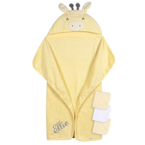 Embroidered 4-Piece Baby Neutral Yellow Giraffe Towel & Washcloths Set – Gerber Childrenswear
