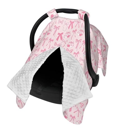 Pink Bow Baby Girl Car Seat Canopy Cover, Infant Nursing Cover for Mom Nursing Covers, Bow Baby Stuff Items