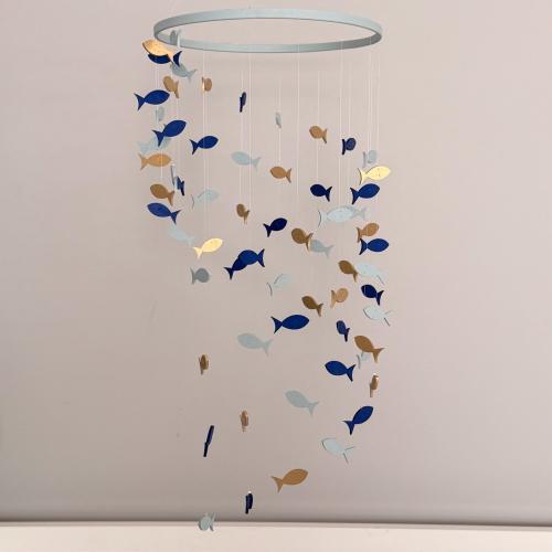 Baby Gift for Fisherman Dad – Fishing Nursery Mobile, Wooden Fish Crib Mobile, Lake House Nursery Decor, Newborn Boy Baby Shower Gift