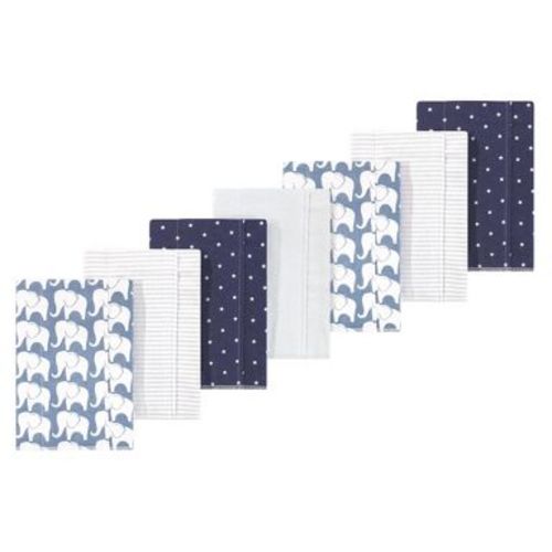 Luvable Friends Hudson Baby Flannel Burp Cloths 7pk, Blue Elephant Parade