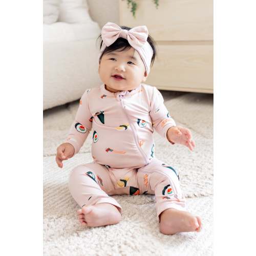 Zippered Romper in Blush Sushi