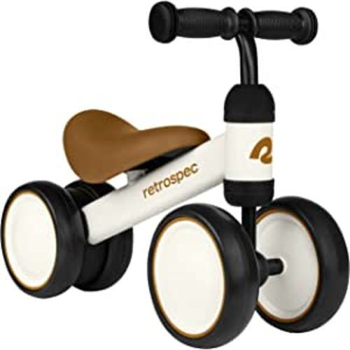 Retrospec Cricket Baby Walker Balance Bike with 4 Wheels for Ages 12-24 Months - Toddler Bicycle Toy for 1 Year Old’s - Ride On Toys for Boys and Girls - One Size - Eggshell