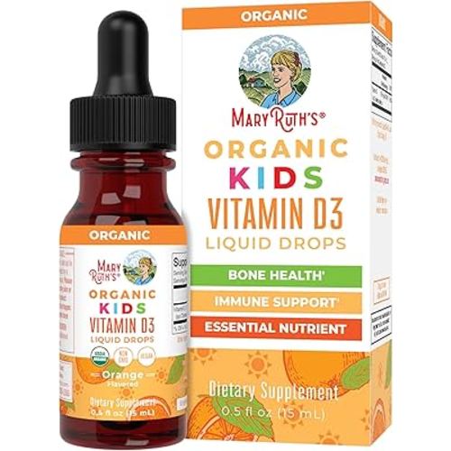 MaryRuth Organics USDA Organic Vitamin D3 Liquid Drops for Kids | 640 IU Vitamin D3 Per Serving | Kids Immune Support & Bone Health Supplement | Formulated for Ages 4-13 | 0.5oz | 30 Servings