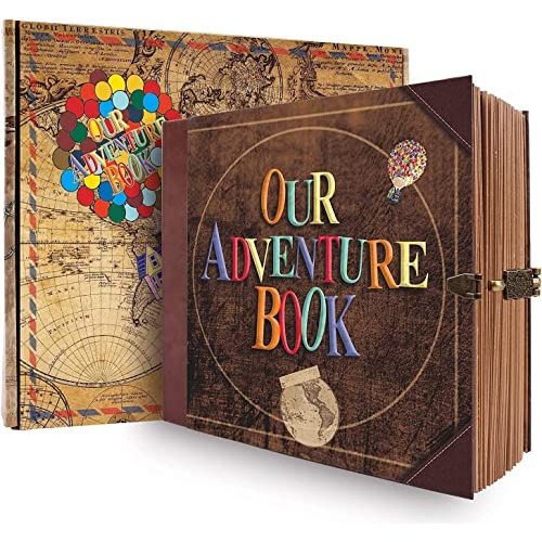 FEIYU BUY Our Adventure Book Travel Souvenir Diary Photo Book, Scrapbook, Photo Album, Retro Style, Vintage Guestbook DIY Anniversary Wedding Travel Writing Baby Friend Gift, Heartfelt Present, Ball