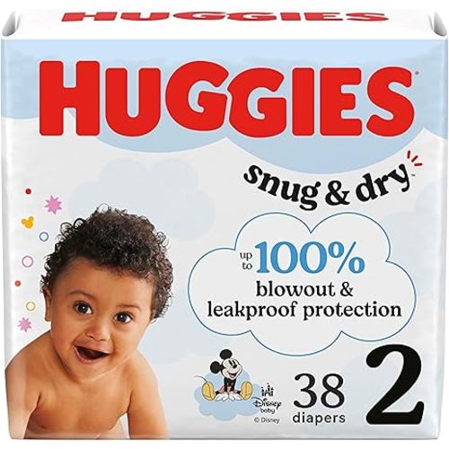 Huggies Size 2 Diapers, Snug & Dry Baby Diapers, Size 2 (12-18 lbs), 38 Count, Packaging May Vary