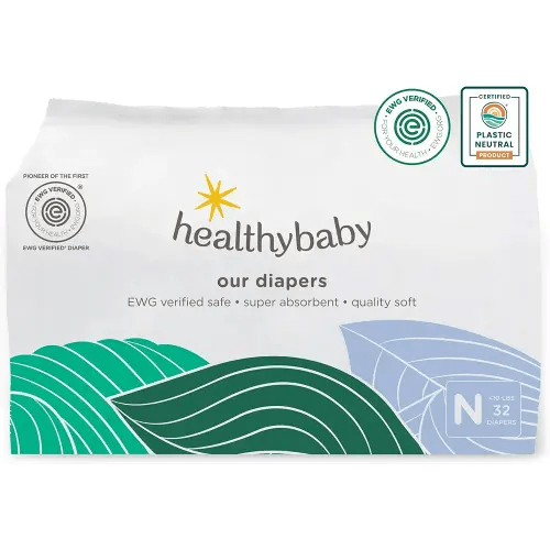 Our Diapers | EWG Verified Safe & Plant-Based Diapers | Leak Protection | Soft Organic Cotton Shell | Chlorine-Free Diaper for Sensitive Skin | Size Newborn (&lt;10 lbs) 32 Count