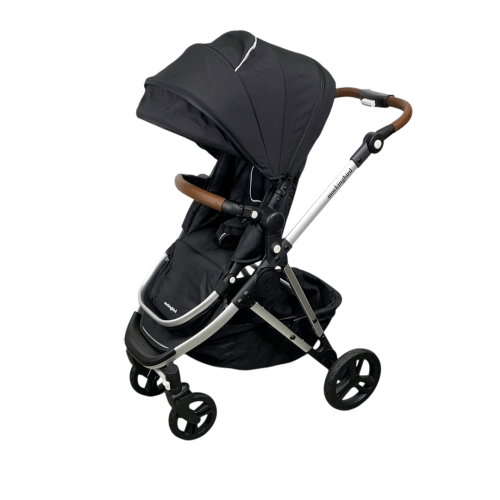 Mockingbird Single 2.0 Stroller, 2025, Black, Silver With Penny Leather, Windowpane