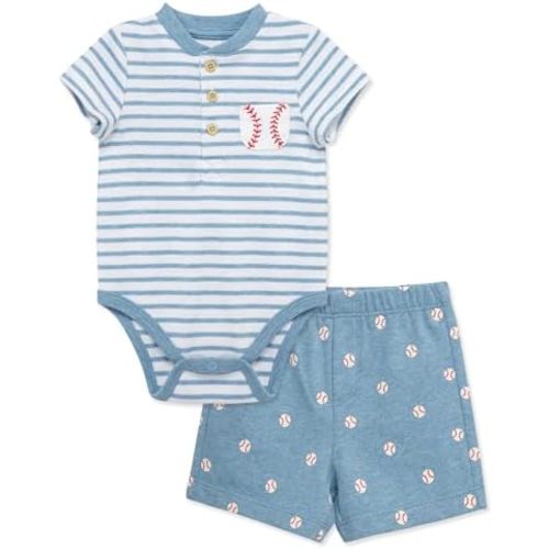 Little Me Clothes for Baby Boys' Knit Short and Bodysuit Set, 3 Months - 12 Months
