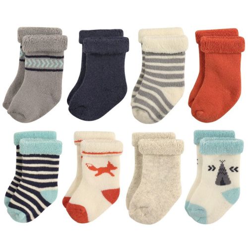 Hudson Baby Infant Boys Cotton Rich Newborn and Terry Socks, Boys Fox