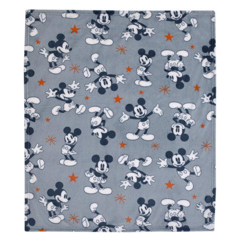 Disney Mickey Mouse Gray, Navy, White And Red Stars Super Soft Baby Blanket | Wayfair
