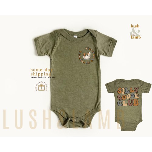 Silly Goose Club Custom Neutral Baby Onesie® Cute Goose Kid Shirt, Funny Baby Shower Gift, Animal Lover, Toddler Tee, Baby Christmas Gift