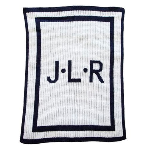 Initials & Double Border Stroller Blanket