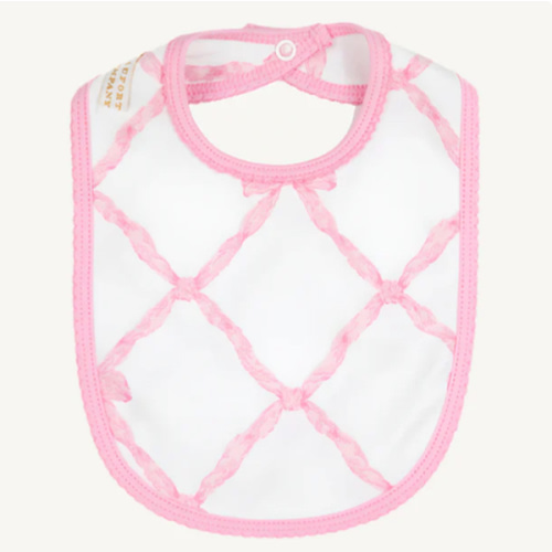 Burp Me Bib - Belle Meade Bow with Pier Party Pink