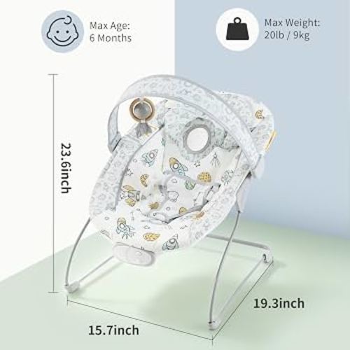 Amazon.com : Enborbabe Baby Bouncer Seat, Portable Baby Bouncer 0-6 Months Up to 20 lbs | 8 Melodies Music & 3 Gentle Vibrations, Removable Sensory Toy , Indoor & Outdoor Use, 3-Point Harness, Machine Washable : Baby
