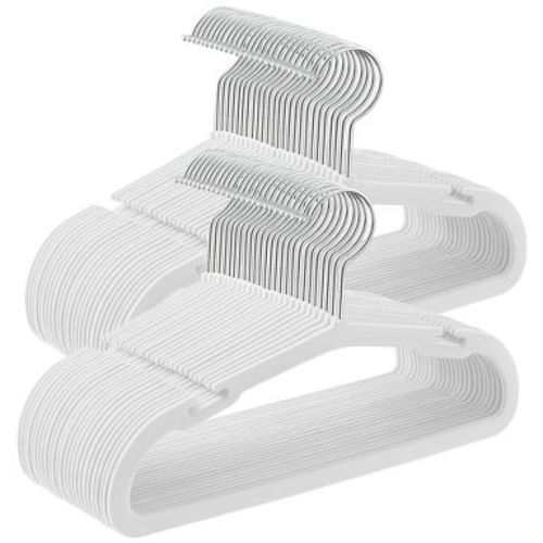 SONGMICS Baby Hangers 50 Pack, Kids Hangers for Closet, Non-Slip Velvet Hangers, Childrens Hangers,Wide Shoulder Notches, Cloud White