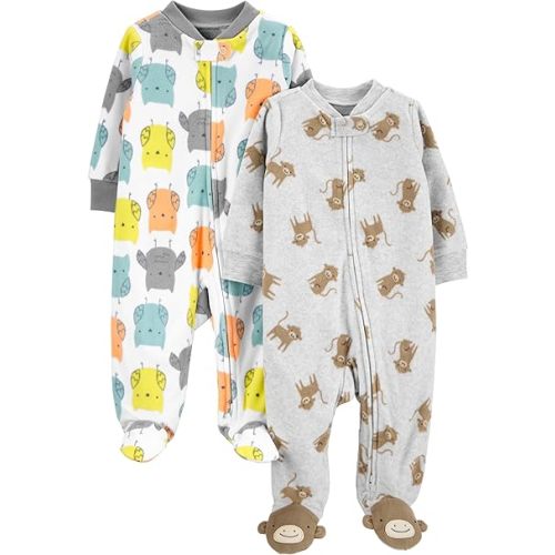 Simple Joys 6-9 mo by Carter's Baby 2-Pack Neutral Fleece Footed Sleep and Play