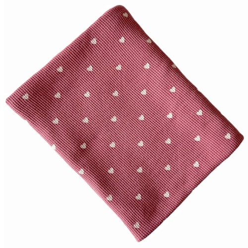 Organic Cotton Waffle Swaddle Blanket, Mauve Heart