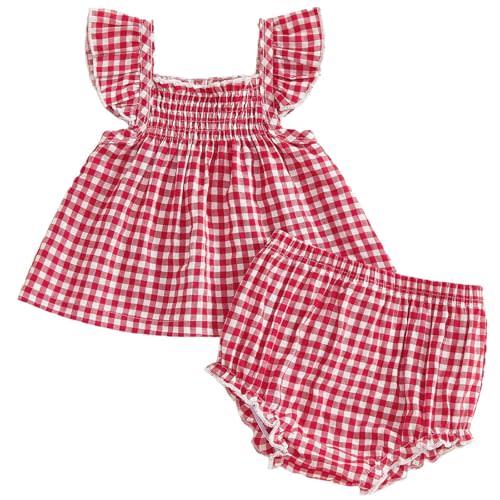 Mubineo Baby Girl Summer Clothes Cute Ruffle Tops Dress Shorts Outfits Set Infant Toddler Shirt Bloomers Princess Outfit