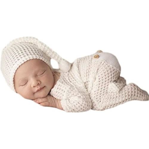 Fashion Luxury Newborn Boy Girl Baby Photo Shoot Props Outfits Crochet Clothes Long Tail Hat Pants Photography Shoot Props