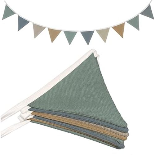 Boho Boys Room Playroom Pennant Banner, Nursery Garland Triangle Bunting Flag Baby Banner for Nursery Decor Baby Birthday Boho Wedding Shower Party, Boho Canvas Linen Garland Triangle Banners