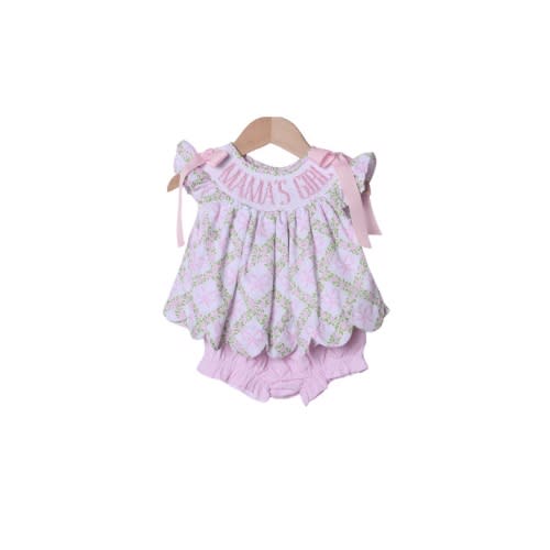 Smocked Mama's Girl Pink Bow Trellis Bloomer Set
