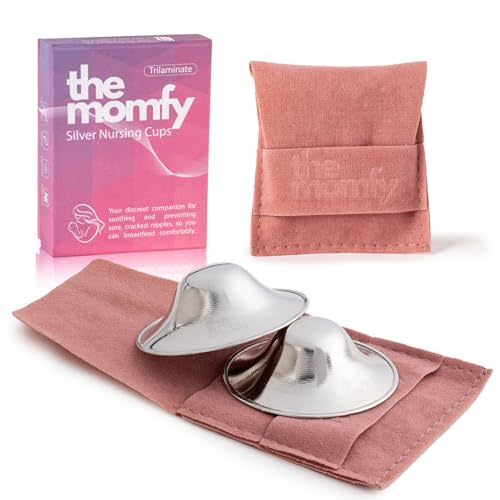 Silver Nursing Nipple Shields - Trilaminated Protective Nursing Cups for Breastfeeding, Nickel Free | Free Storage Pouch - Regular