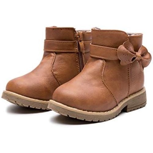 EASY21 Girls Fashion Cute Toddler/Infant Winter Snow Boots (5 M US Toddler, BLACK12)