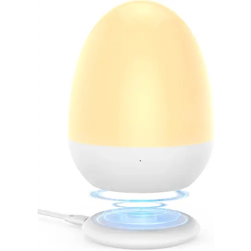JolyWell Baby Night Light for Kid, Portable Egg Nightlight with Stable Charging Pad, Touch Nursery Night Lamp for Breastfeeding, Toddler Night Light for Bedroom, Timer Setting, ABS+PC, White-2