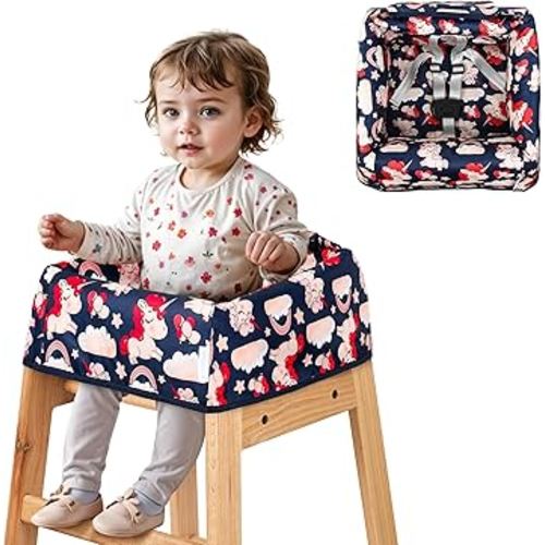 High Chair Cover for Baby Restaurant: Sprouterie Baby High Chair Covers for Restaurant Highchair with Safety Harness Stain and Slip Resistant Waterproof Portable for Outdoor Indoor Eating Unicorn