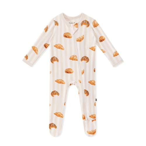 Zippered Footie in Croissant
