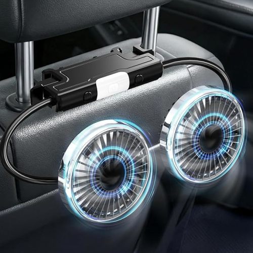 Backseat Fan for Baby Rear Facing Car Back Seat, Dual Car Headrest Seat Fans for Backseat for Kids (No Battery)