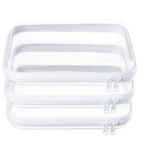 Narwey 3-Pack Medium Clear Hard Shell Zipper Pouches, and Travel Essentials（3M）