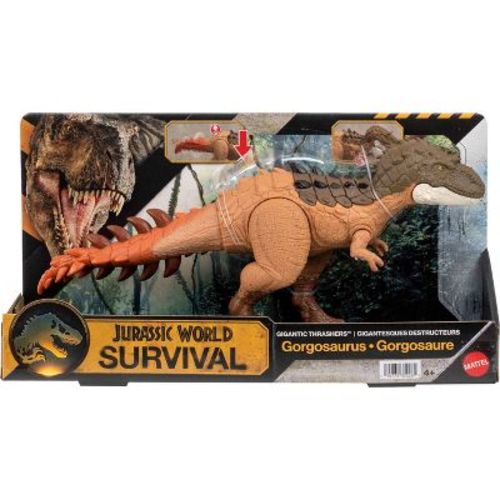 Jurassic World Gigantic Thrashers Gorgosaurus Dinosaur Action Figure Toy, 2 Attacks & Evolve Feature