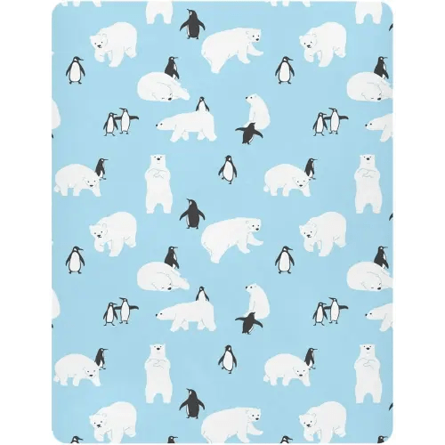Fitted Crib Sheets, Soft Breathable Comfortable Baby Sheet Set for Boys Girls, Polar Bear and Penguin Crib Sheets Fits Standard Crib and Toddler Mattress（183）