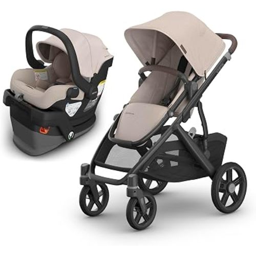 UPPAbaby Vista V3 Stroller + Mesa V3 Car Seat Travel System Combo – Toddler Seat, Bumper Bar, Bug and Rain Shields, Car Seat Base, and Infant Insert Included – Ada (Sandstone Mélange)