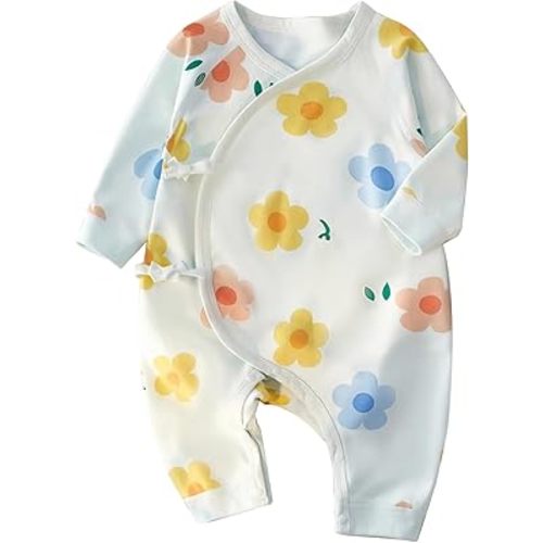 100% Organic Cotton Soft 0-6 Months Baby Romper Jumpsuits for Boys and Girls Unisex Long Sleeve