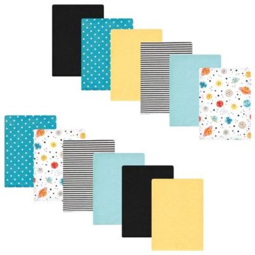 Luvable Friends Hudson Baby Flannel Burp Cloths 12pk, Planets