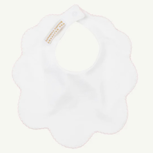 Bellyful Bib - Worth Avenue White with Palm Beach Pink Picot Trim
