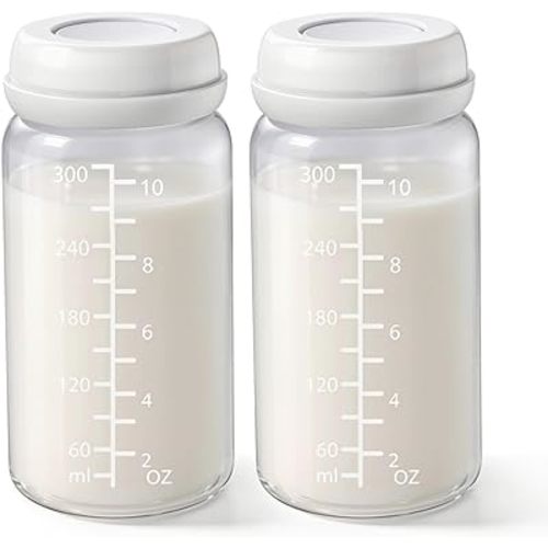 2 Pack Breastmilk Storage Bottle Compatible with Momcozy 22oz Breast Milk Cooler, Wide Neck Breastmilk Collection for Spectra S1/S2/9 Plus/SG/Motif Luna, 10oz/300ml