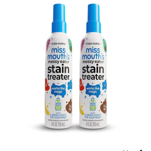 Miss Mouth's Messy Eater Stain Treater Spray - 4oz 2 Pack Stain Remover - Newborn & Baby Essentials - No Dry Cleaning Food, Grease, Coffee Off Laundry, Underwear, Fabric