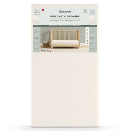 Beautyrest PureEarth Certified Organic Standard Crib & Toddler Hybrid Mattress 4": Firm, Latex Foam, Breathable