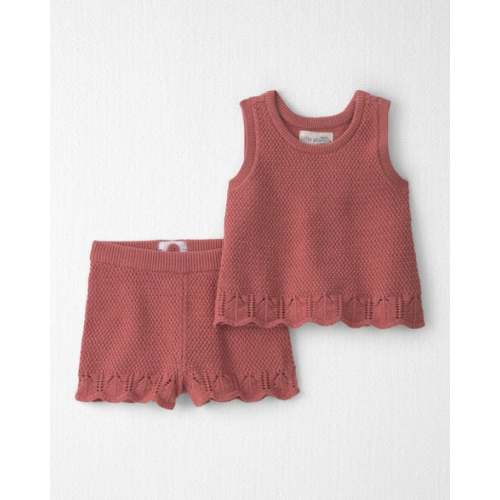 Baby Girl 2-Piece Organic Cotton Knit Top & Short Set - Little Planet | 6 months