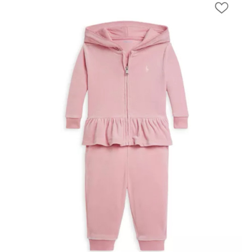 Polo Girls' Velour Hoodie & Jogger Pant Set - Baby