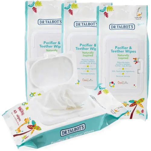 Dr. Talbot's Pacifier & Teether Wipes Naturally Inspired with Citroganix, Vanilla Milk (Pack of 4, 192 Count)
